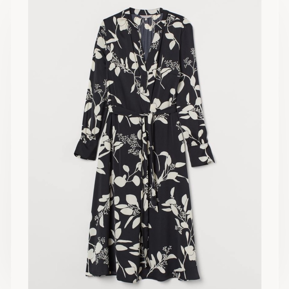 Tie-belt Satin Dress